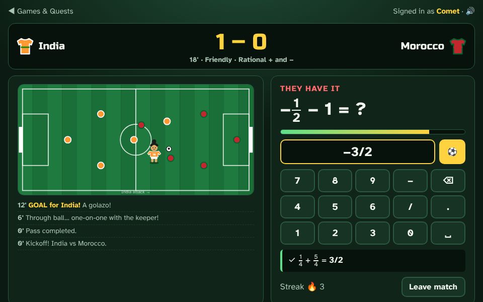 Screenshot of Numeria Cup