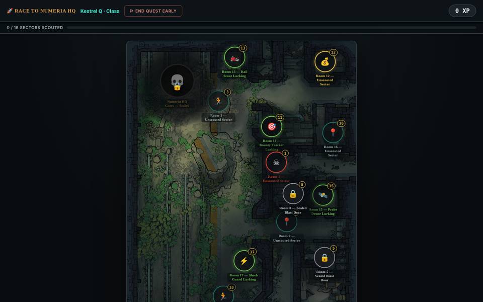 Screenshot of Race to Numeria HQ