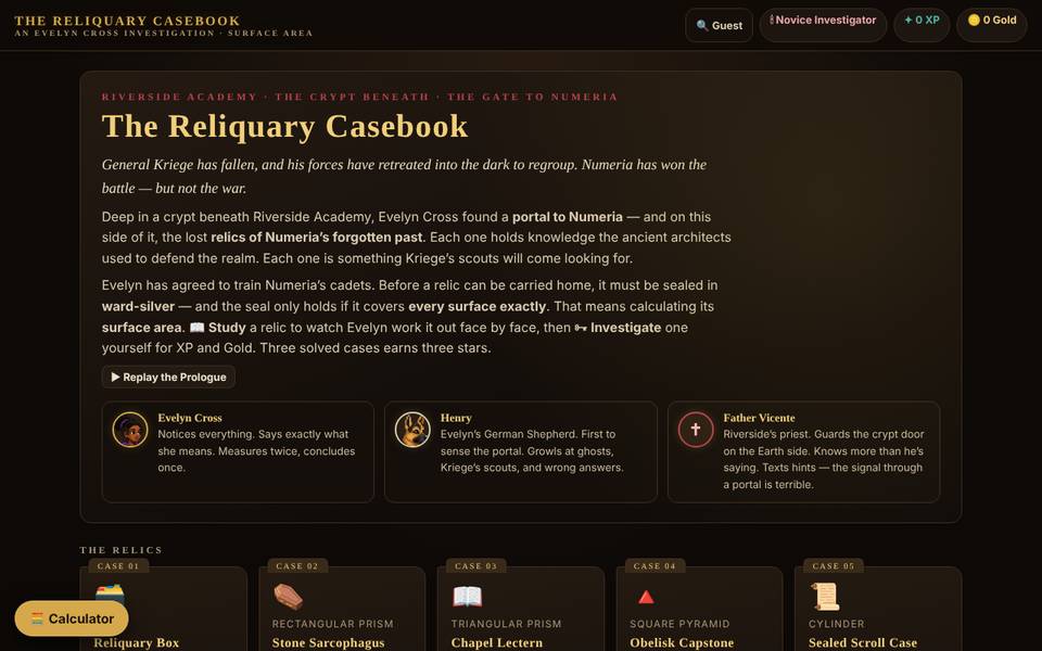Screenshot of The Reliquary Casebook